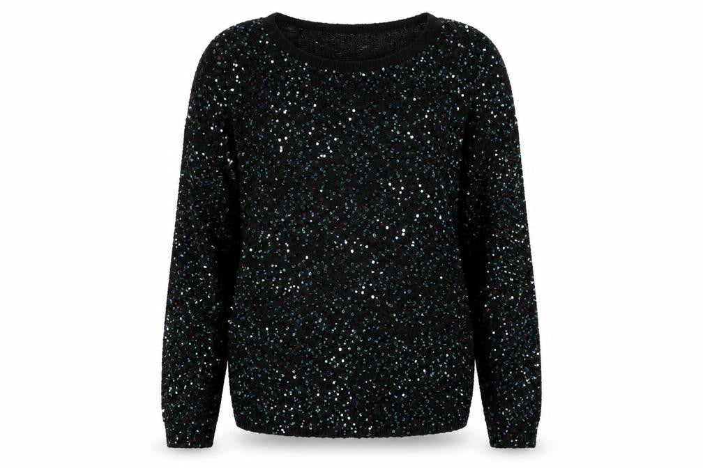 Opfire Women's Black Sequin Pullover Jumper Size 10