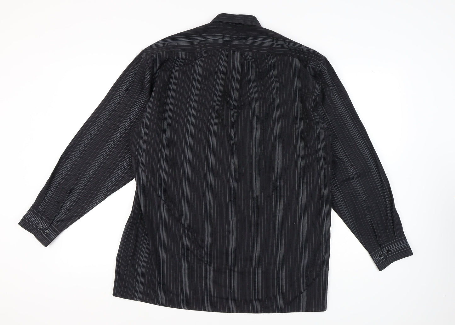 Tom Hagan Men's Black Striped Button-Up Shirt 17.5