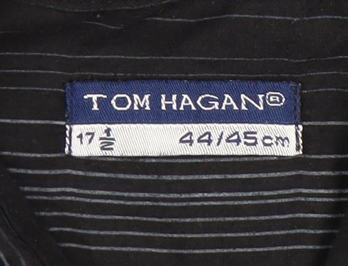 Tom Hagan Men's Black Striped Button-Up Shirt 17.5