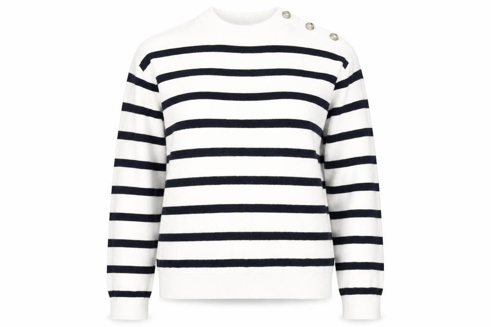 M&S Women's Ivory Striped Pullover Jumper, Size S