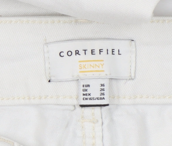 Cortefiel Women's Ivory Skinny Jeans, Size 2XS, Embroidered