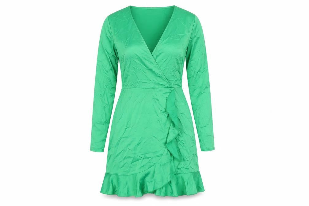 Front view of Missguided Women's Green Wrap Dress, size 8