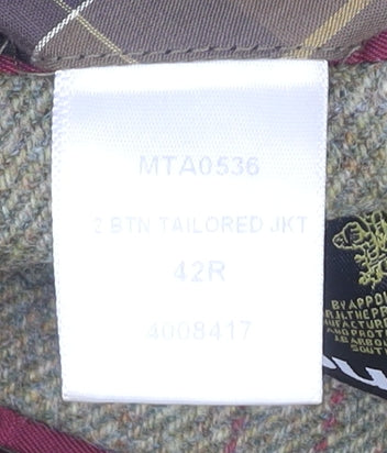 Barbour Men's Brown Wool Blazer Plaid 42R, Casual Classic