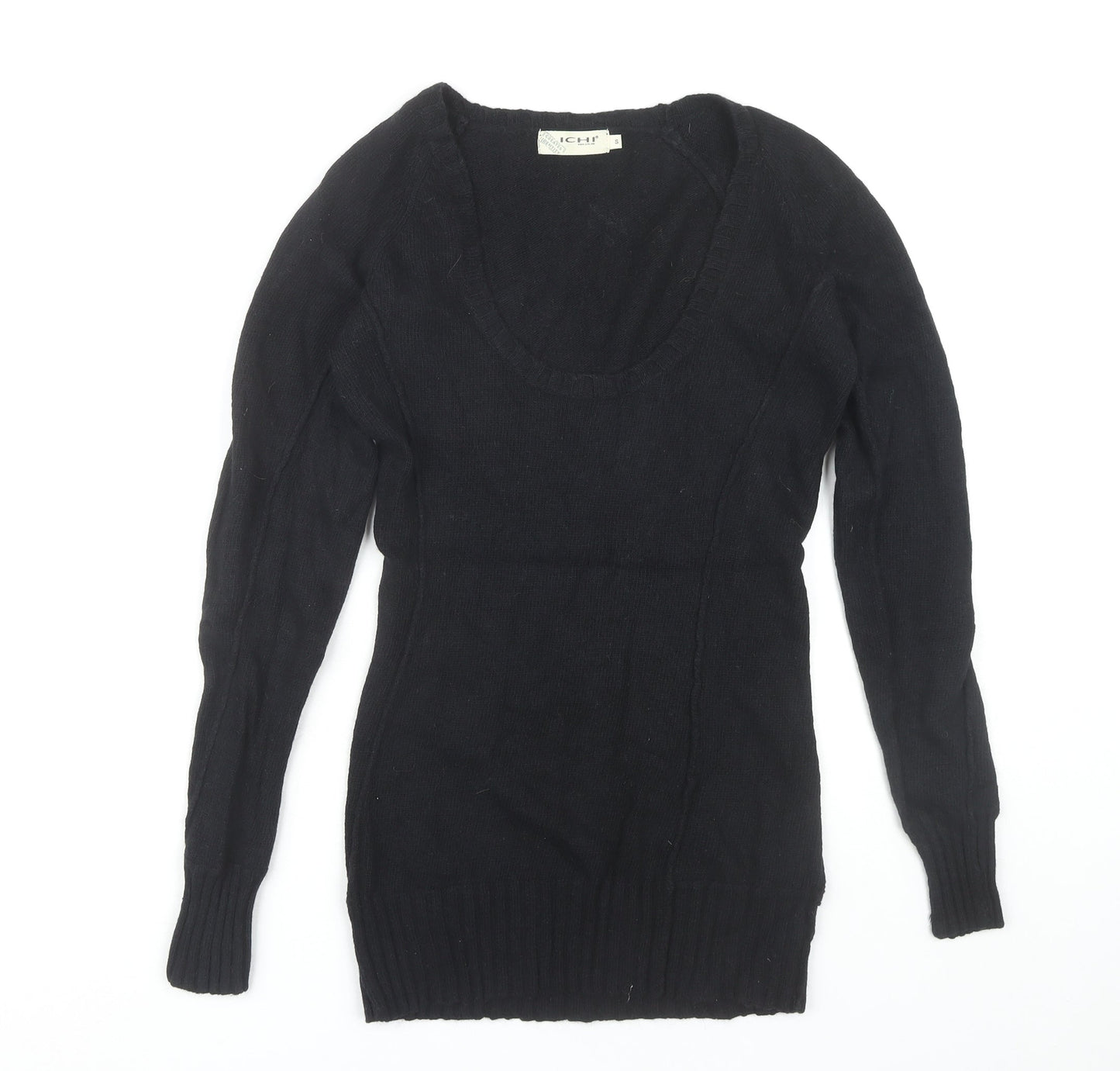 ICHI Women's Black Scoop Neck Pullover Jumper - Size S