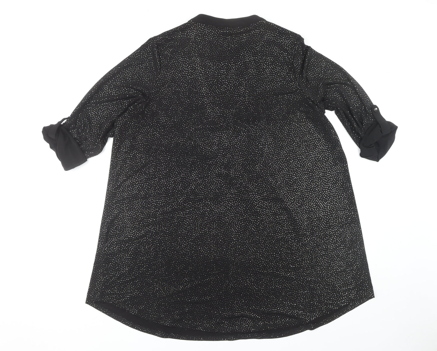 Roman Women's Black Blouse Size 20, 3/4 Sleeve, Button Accent