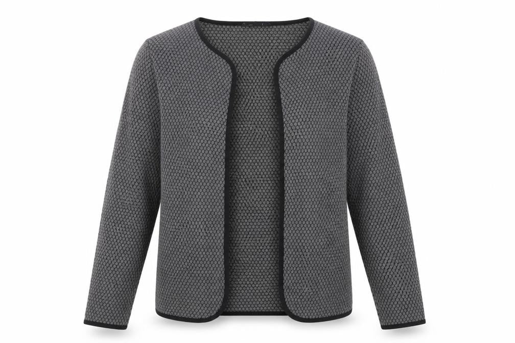 Only Women's Grey Open Front Cardigan L, Geometric Design