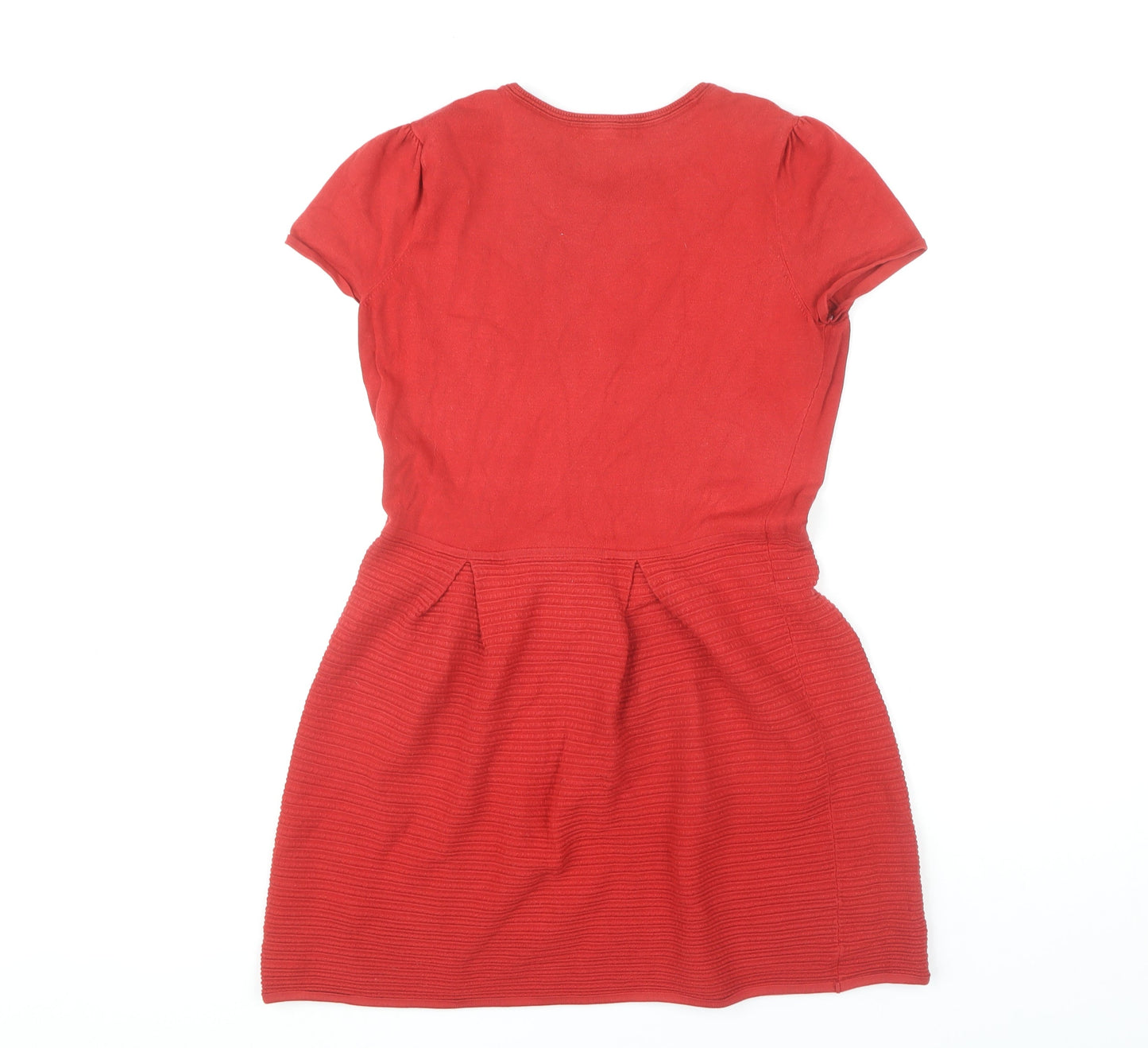 Kew 159 Red Cotton Women's Short Sleeve Dress - L