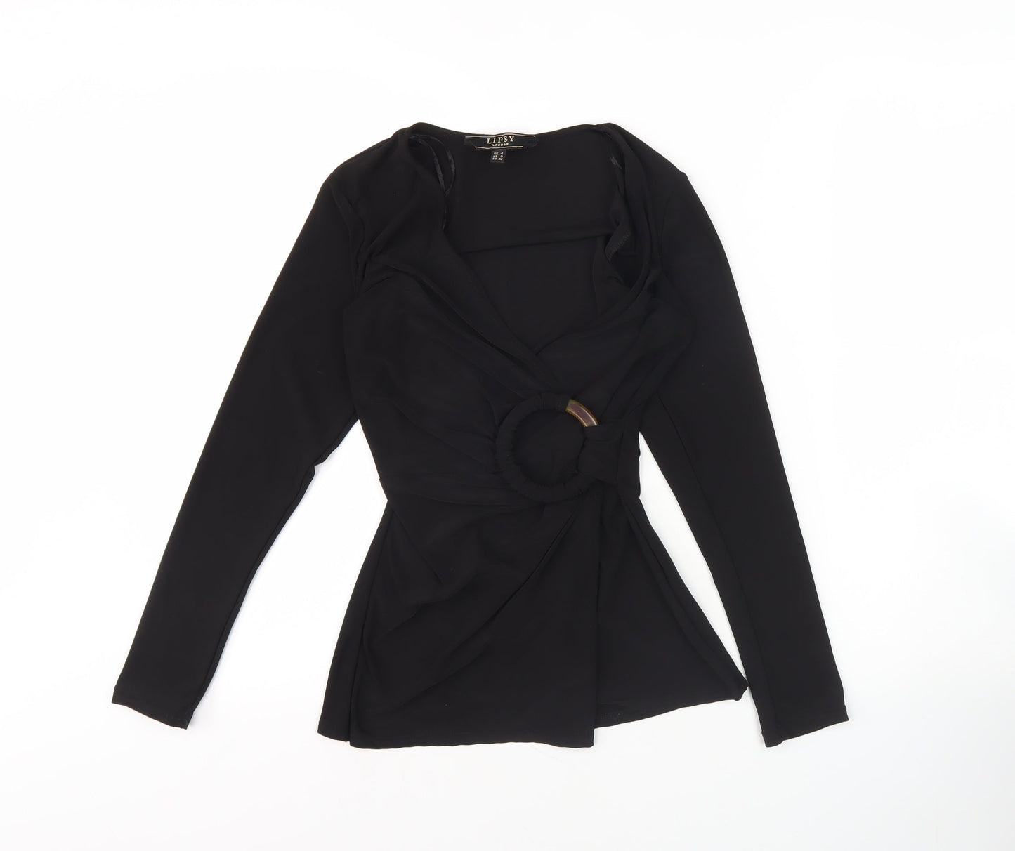 Lipsy Women's Black Wrap Blouse, Size 4