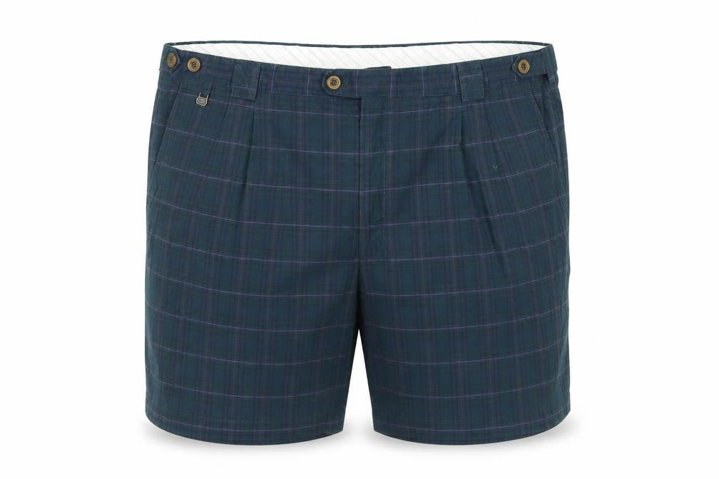 Oakman Men's Blue Check Chino Shorts Size 48