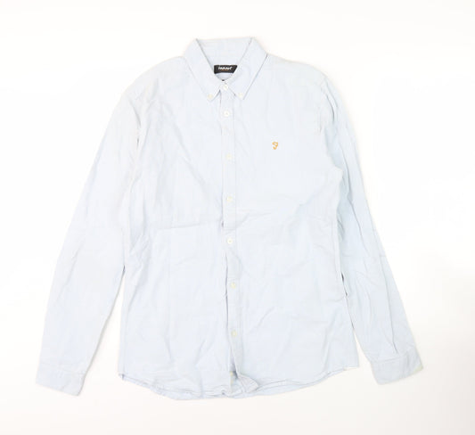 Farah Men's Blue Slim Fit Long Sleeve Shirt S