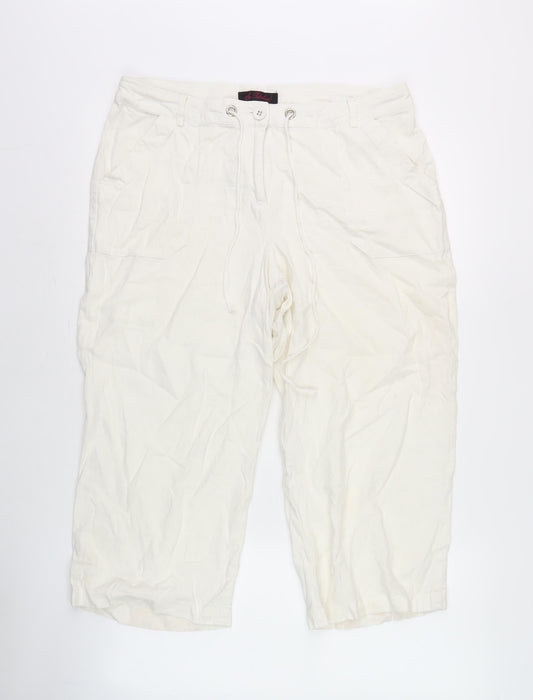 No Ordinary Women's Ivory Cropped Trousers Size 14