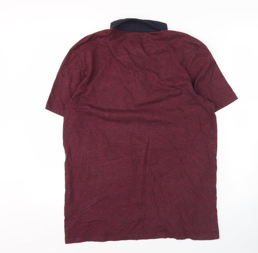 Jeff Banks Men's Red Polo Shirt M Cotton Short Sleeve