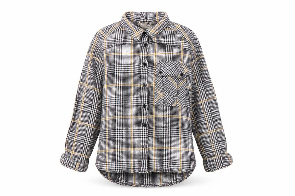 Front view of Mango Women's Multicoloured Check Button-Up Shirt S