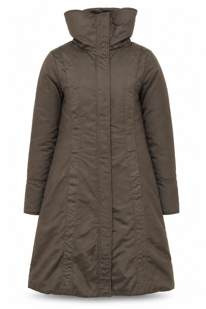 Front view of Planet Women's Green Long Polyester Coat, size 10