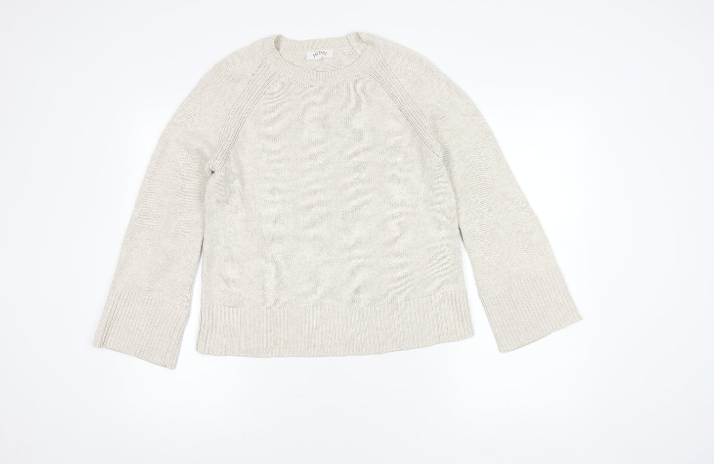 Fat Face Women's Ivory Crew Neck Wool Jumper Size 10