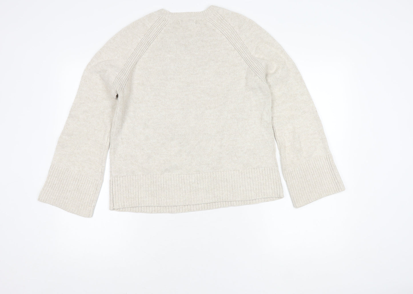 Fat Face Women's Ivory Crew Neck Wool Jumper Size 10