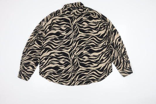 Vero Moda Women's Black Animal Print Button-Up Shirt XL