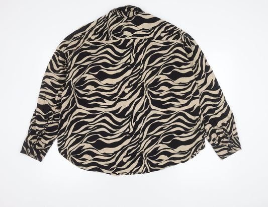 Vero Moda Women's Black Animal Print Button-Up Shirt XL