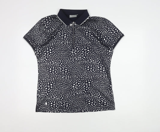 Glenmuir Women's Blue Animal Print Polo Shirt, Size L