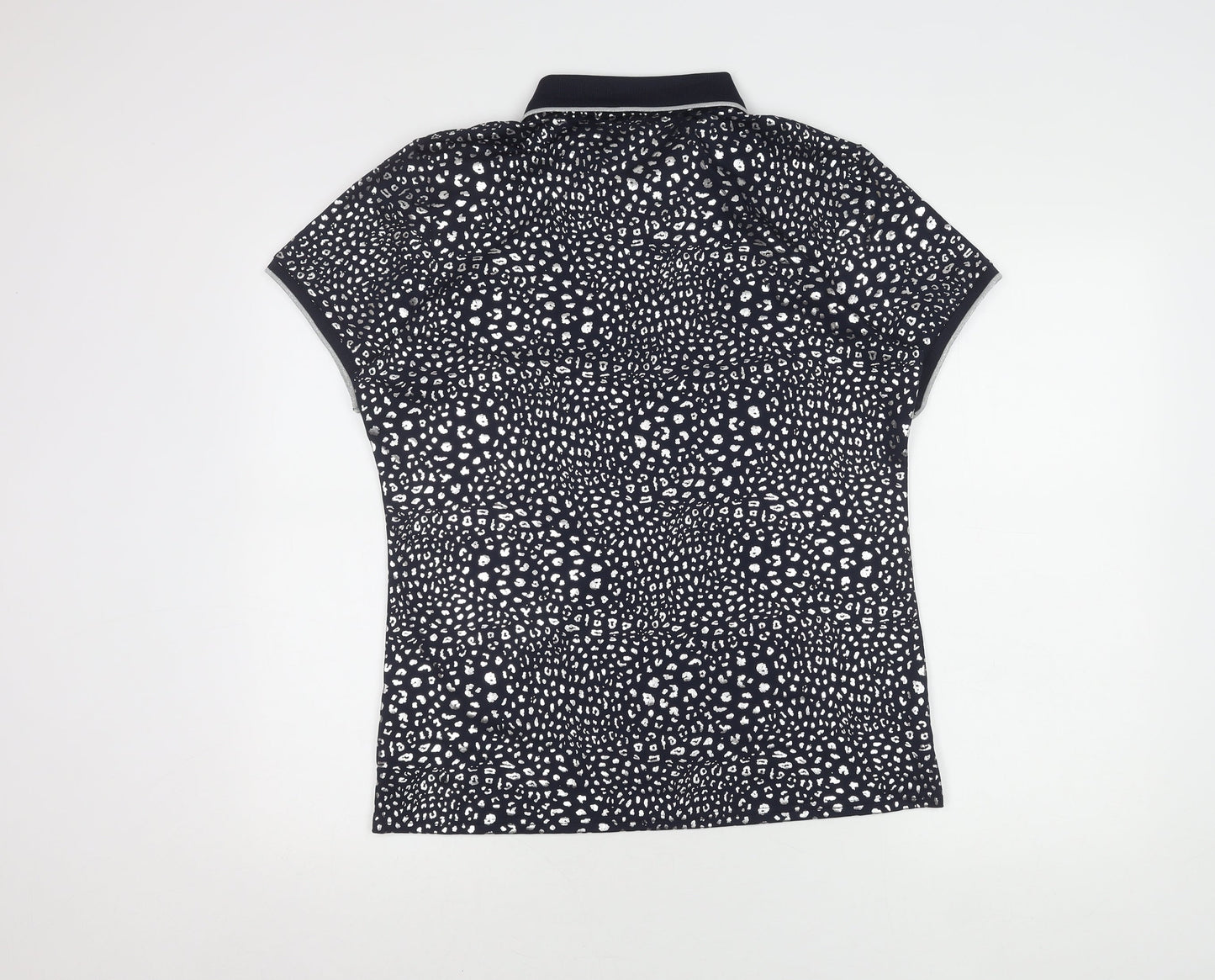 Glenmuir Women's Blue Animal Print Polo Shirt, Size L