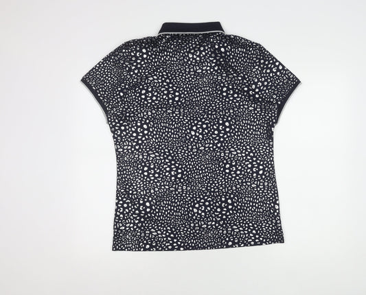 Glenmuir Women's Blue Animal Print Polo Shirt, Size L