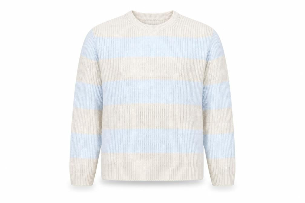 Marks and Spencer Women Beige Blue Striped Pullover Jumper