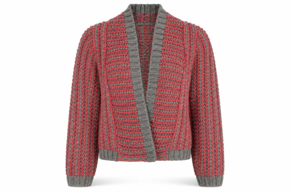 M&S Women Grey Striped Open Front Cardigan S