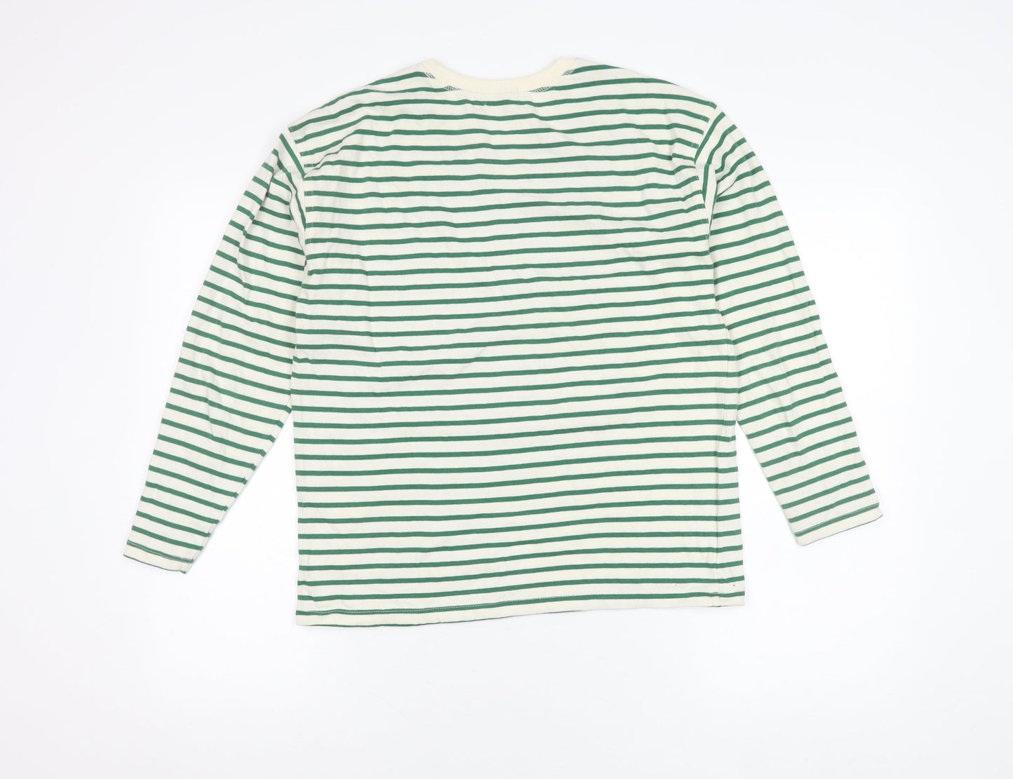Stradivarius Women's Green Striped Long Sleeve T-Shirt XS