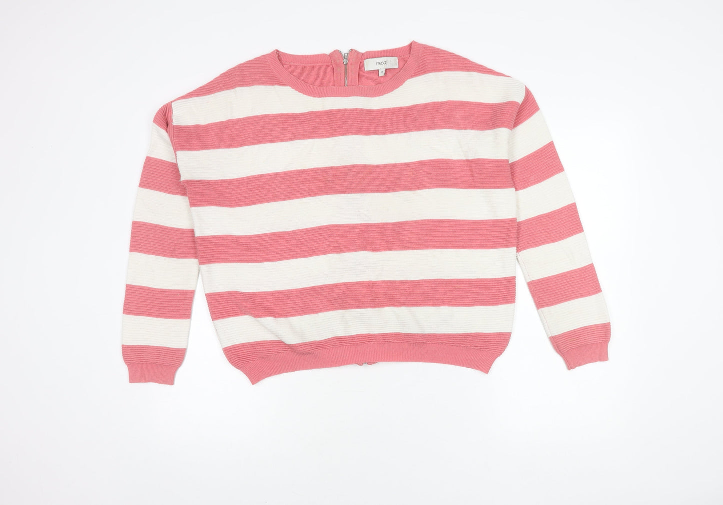 Next Women's Pink Striped Full Zip Jumper, Size 10