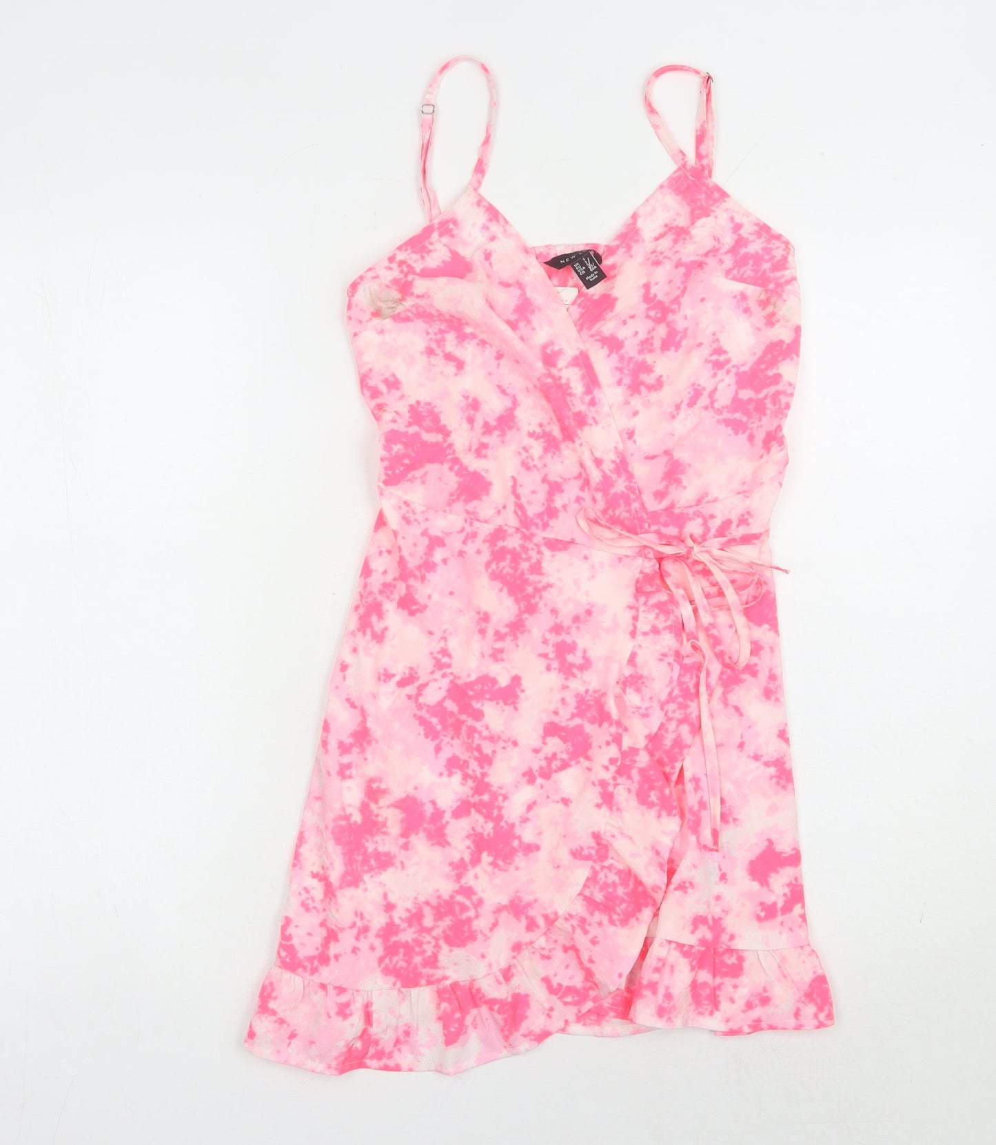 New Look Women's Pink Tie Dye Wrap Dress - Size S