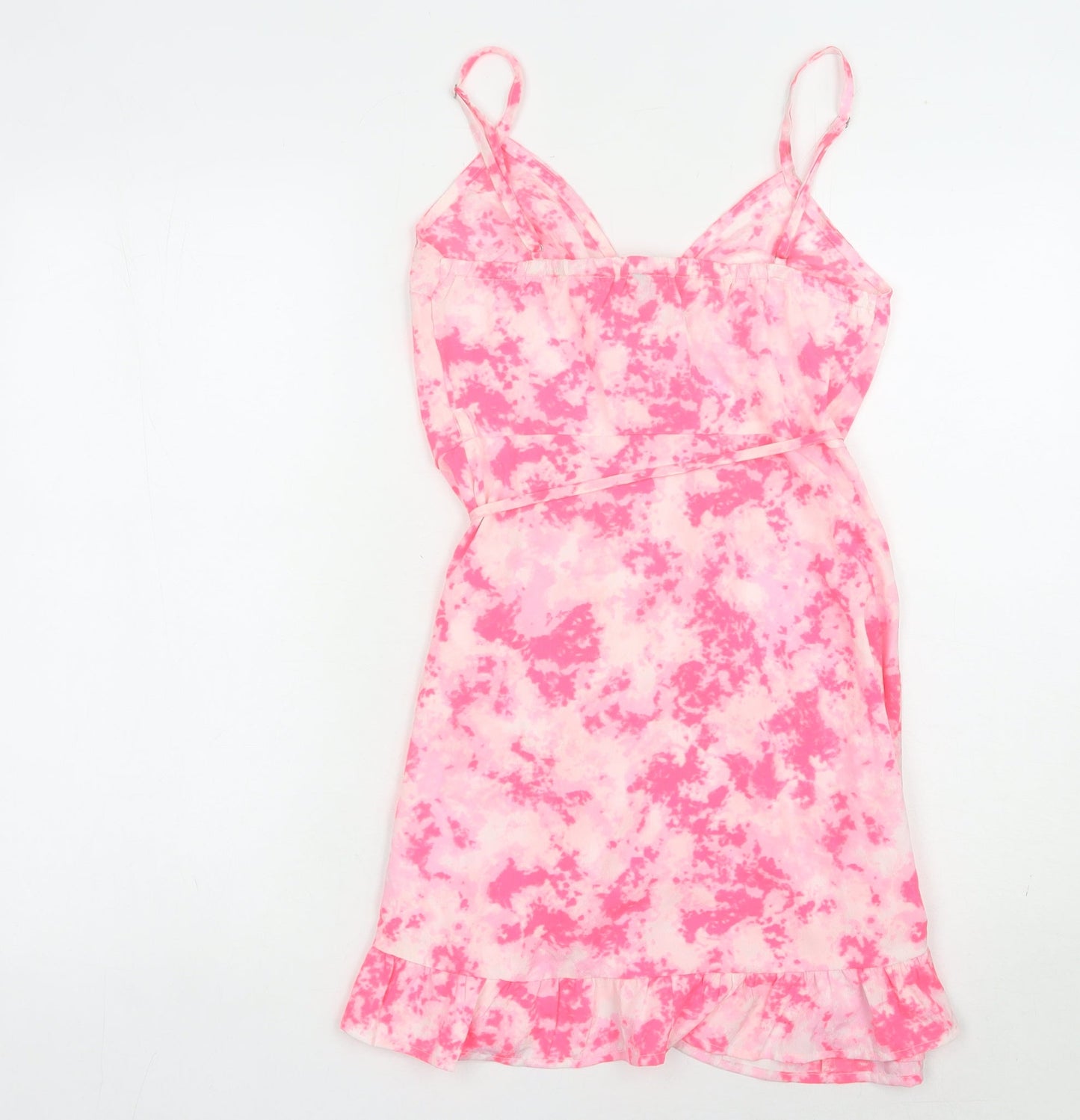 New Look Women's Pink Tie Dye Wrap Dress - Size S