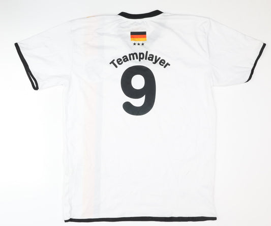 German Flag Football Jersey Men's XL White Polyester T-Shirt