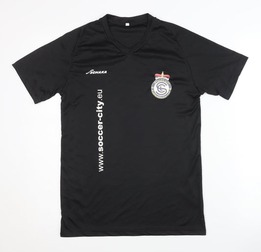 Soccer City Boys Black V-Neck Football T-Shirt Size 164