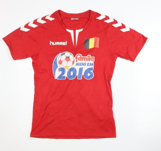 Hummel Boys Red Football Jersey, Size 16, Short Sleeve