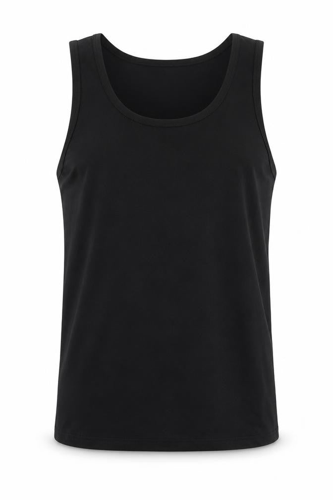 Front view of Men's Black Tank Top - Large, Basic Style, Activewear