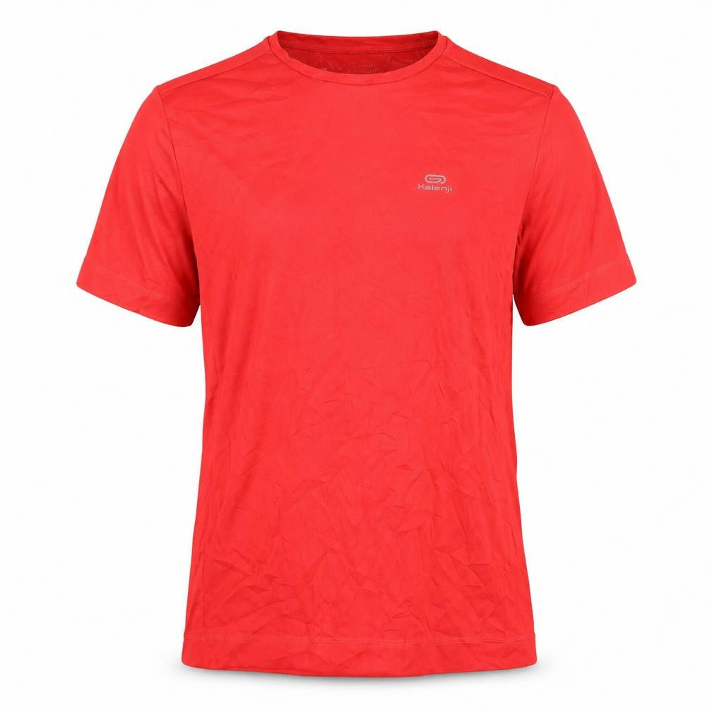 Front view of Decathlon Men's Red L T-Shirt, Running, Breathable
