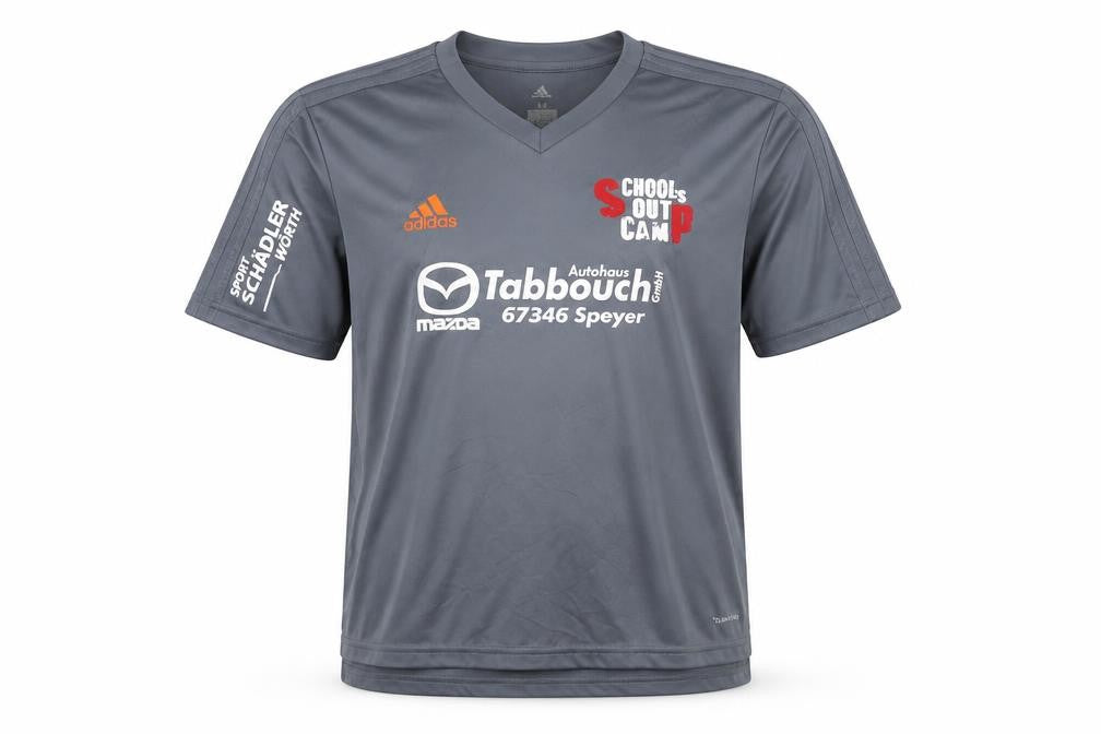Front view of Adidas Men's Grey Football Jersey T-Shirt M