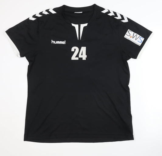 Hummel Men's Black 2XL Sports Jersey with Logo