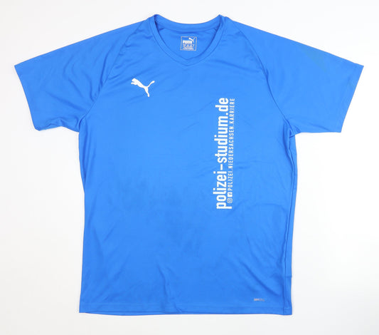 Puma Men's Blue T-Shirt, Size L, Moisture Wicking