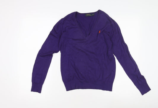 Polo Ralph Lauren Womens Purple V-Neck Pullover Jumper