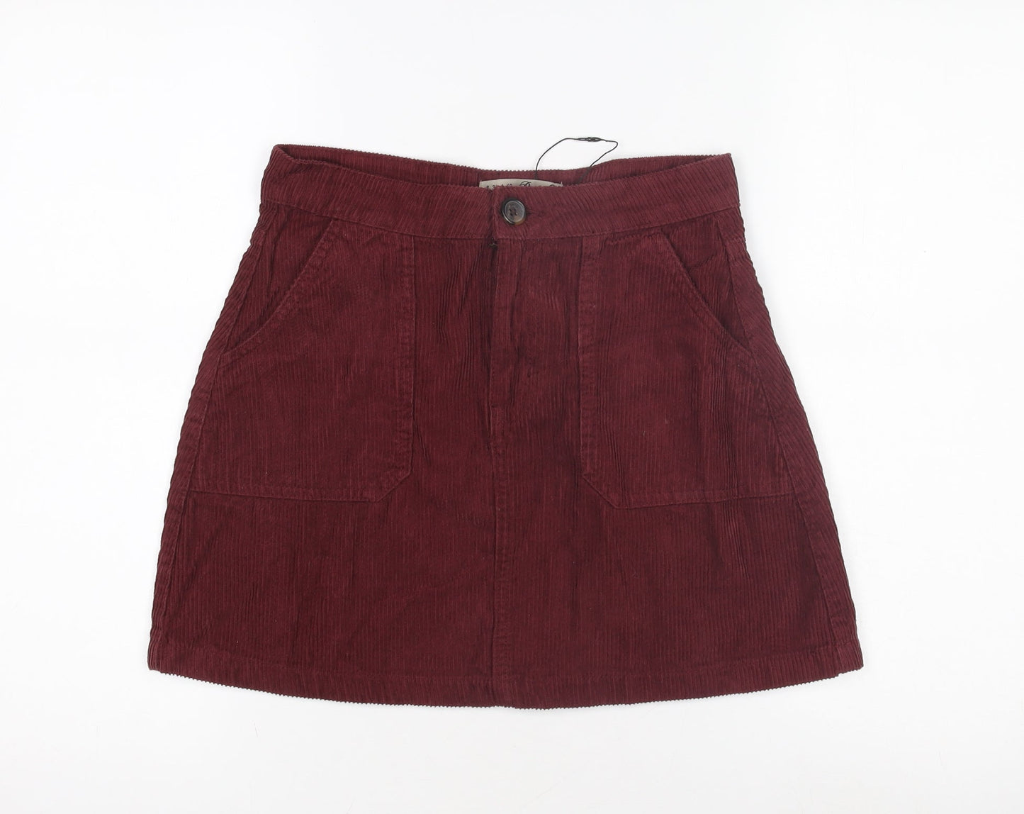 Denim Co. Women's Red Mini Skirt - Size 8 Corduroy
