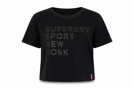 Womens UK Size M Superdry Black Cotton T-Shirt
