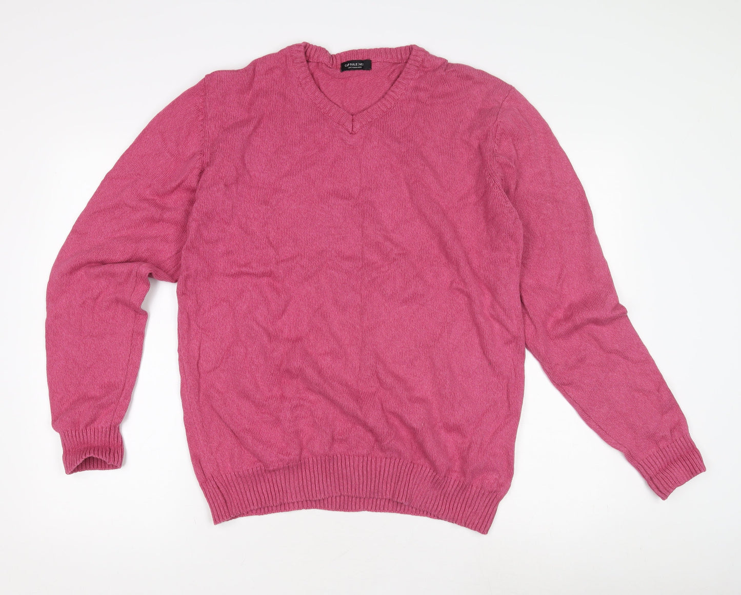 CAPSULE Pink Unisex V-Neck Pullover Jumper L