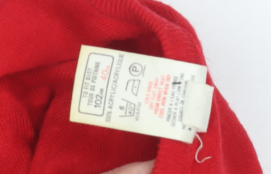 St Michael Women's Red V-Neck Jumper Size 18