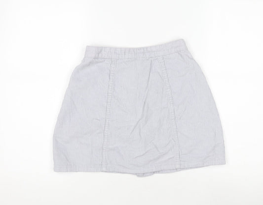 Denim Co. Women's Grey Skirt Size 6 with Button Accents