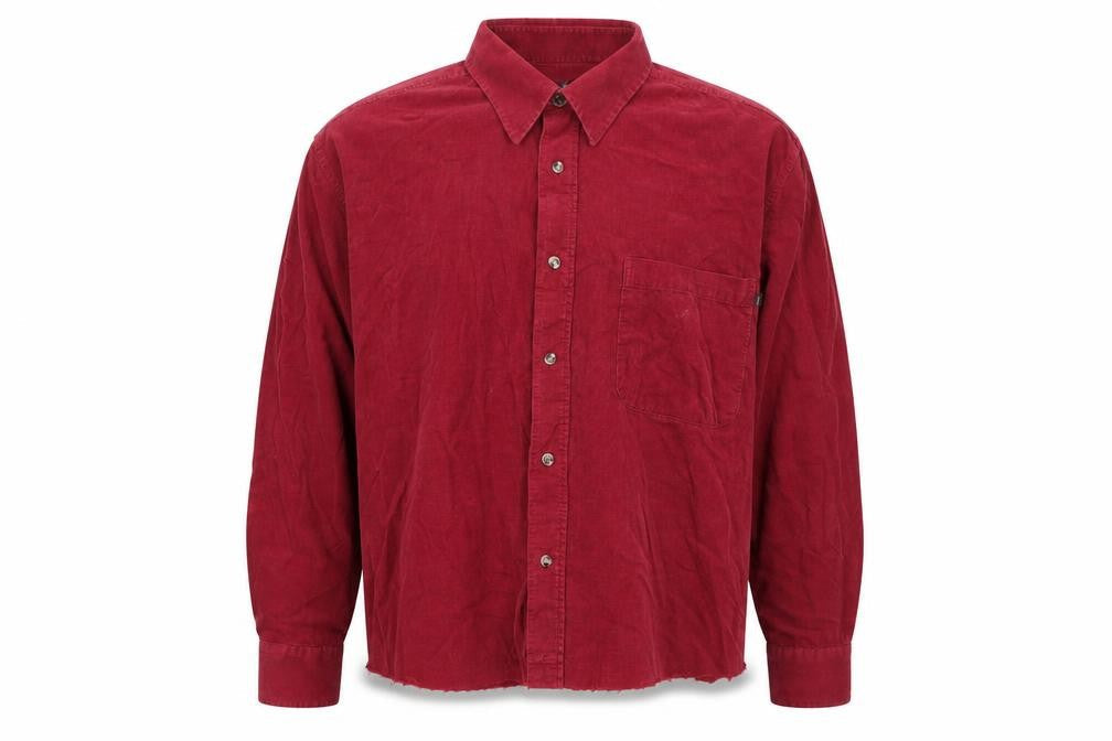Lakes Edge Men's Red Corduroy Button-Up Shirt L