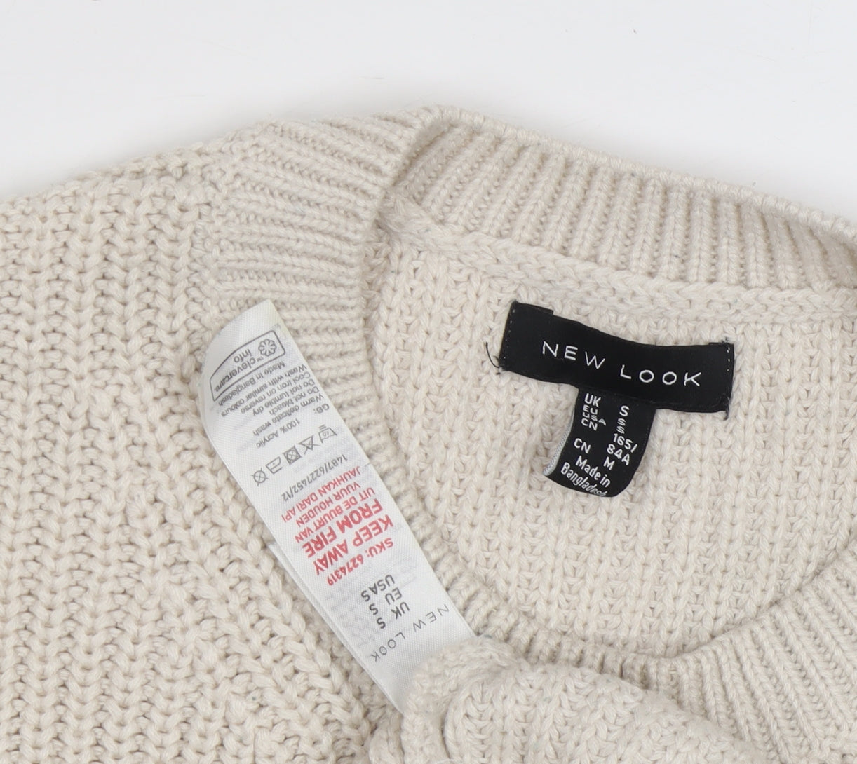 New Look Women's Beige Knit Pullover Jumper S