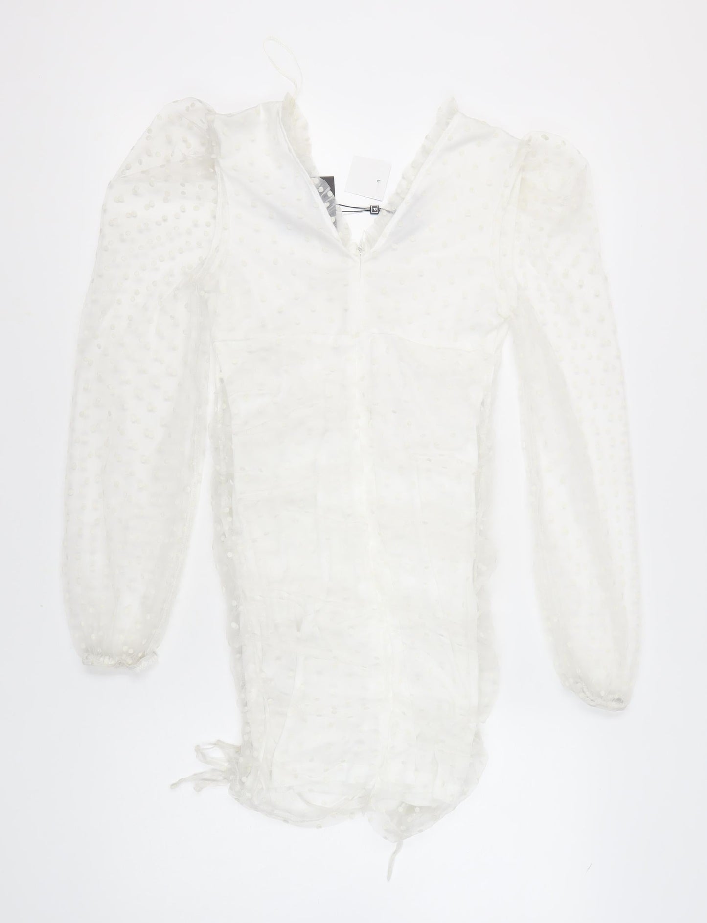 Parisian Women's White Dress Size 10, V-Neck, Long Sleeve