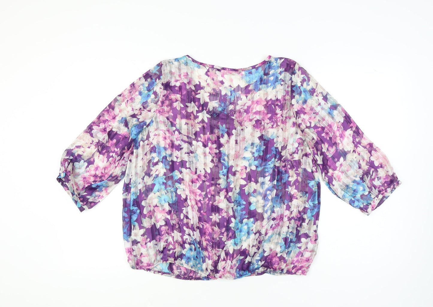 Bm Collection Women's Multicoloured Floral Tunic Blouse Size 18