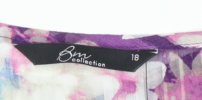 Bm Collection Women's Multicoloured Floral Tunic Blouse Size 18